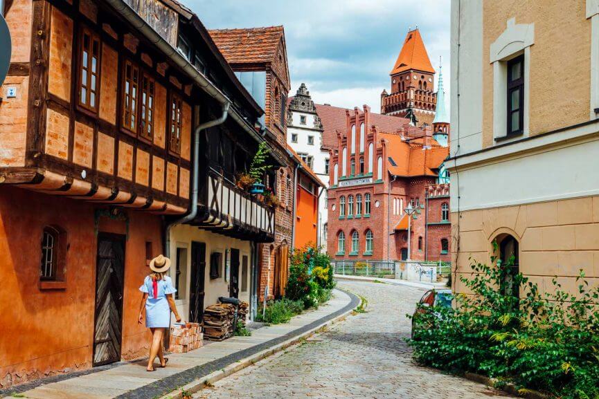 Old architecture in the storybook town of Cottbus Germany