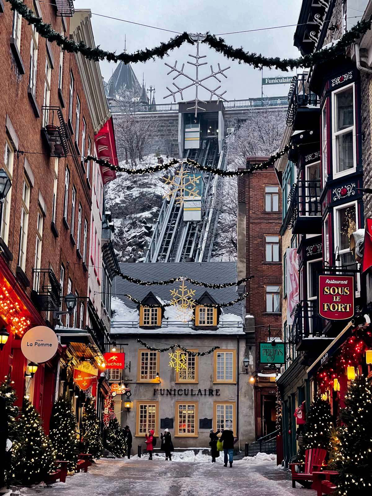 Old Quebec Funicular in Quartier Petit Champlain in Quebec City