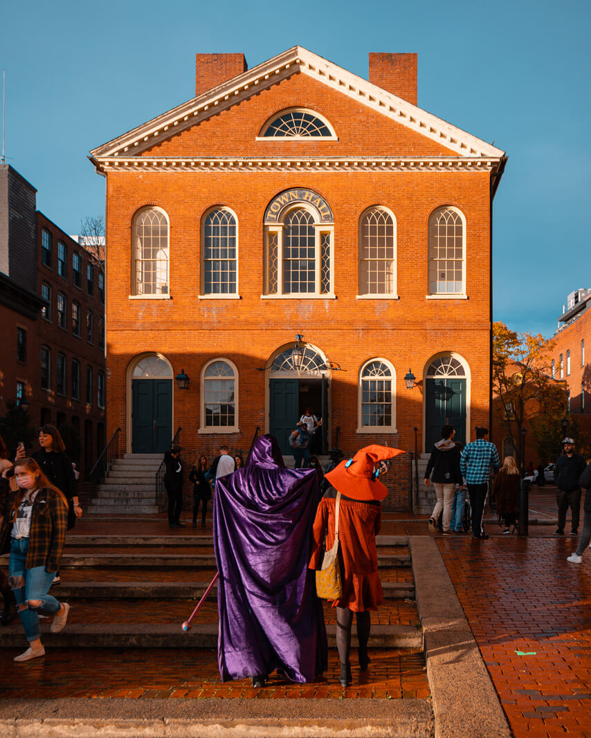 Old Town Hall in Salem on Halloween