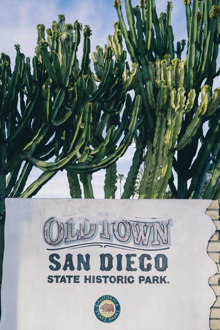 Old Town San Diego sign and cactus