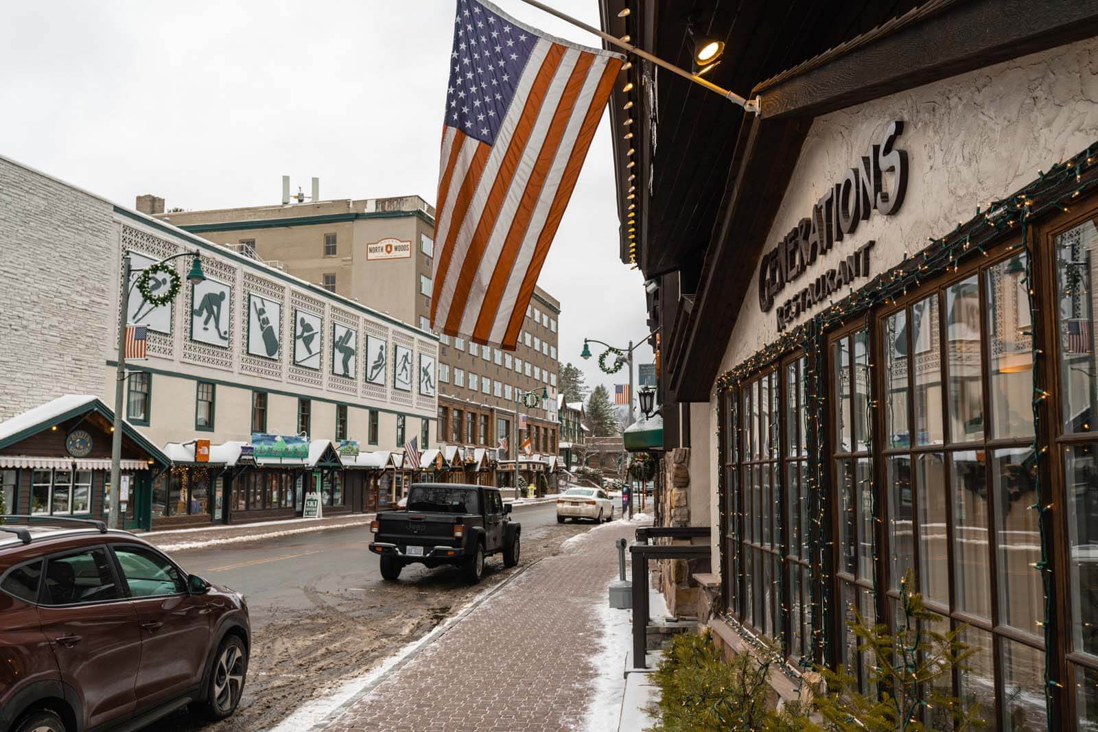 Olympic Museum and shops in downtown Lake Placid New York in the Adirondacks