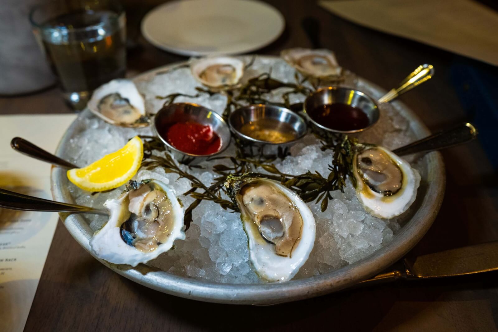 Oysters at Wood Hill at Pier Four in Seaport Boston
