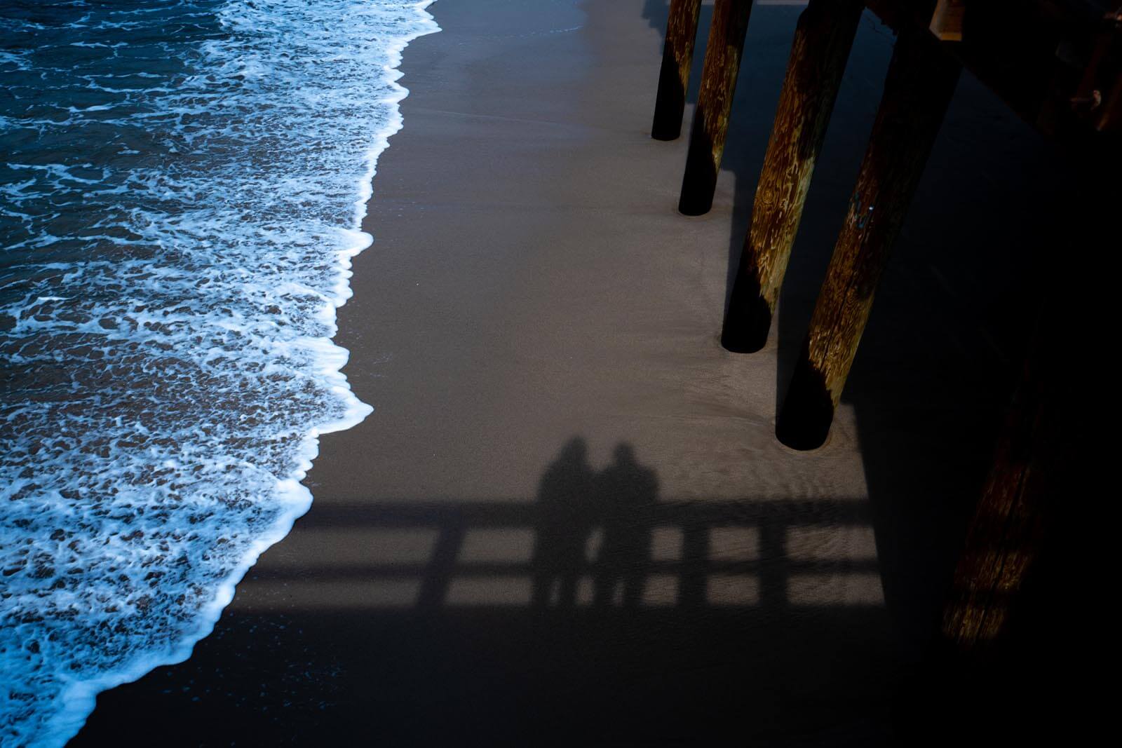 Our shadow in the sand at Port Hueneme Beach Pier