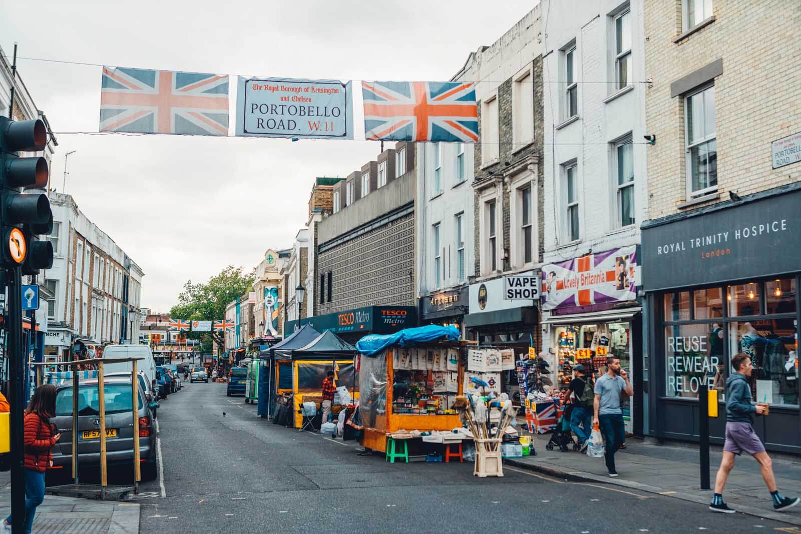 Portobello Market in Notting Hill London