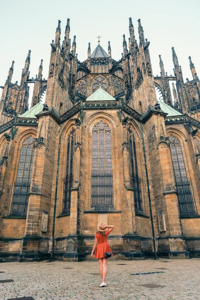 Megan at Prague Castle in the morning