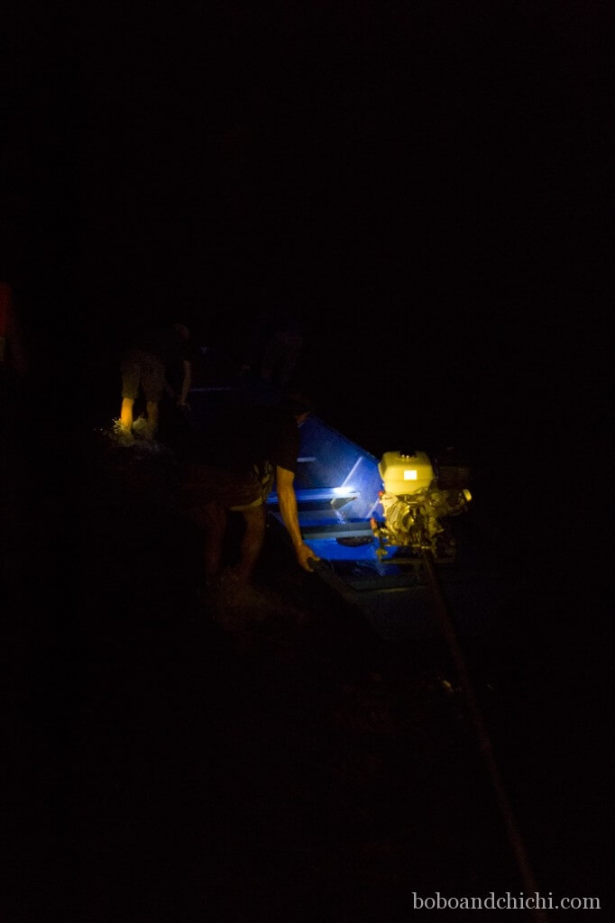 Pulling Canoe through Kong Lo Cave