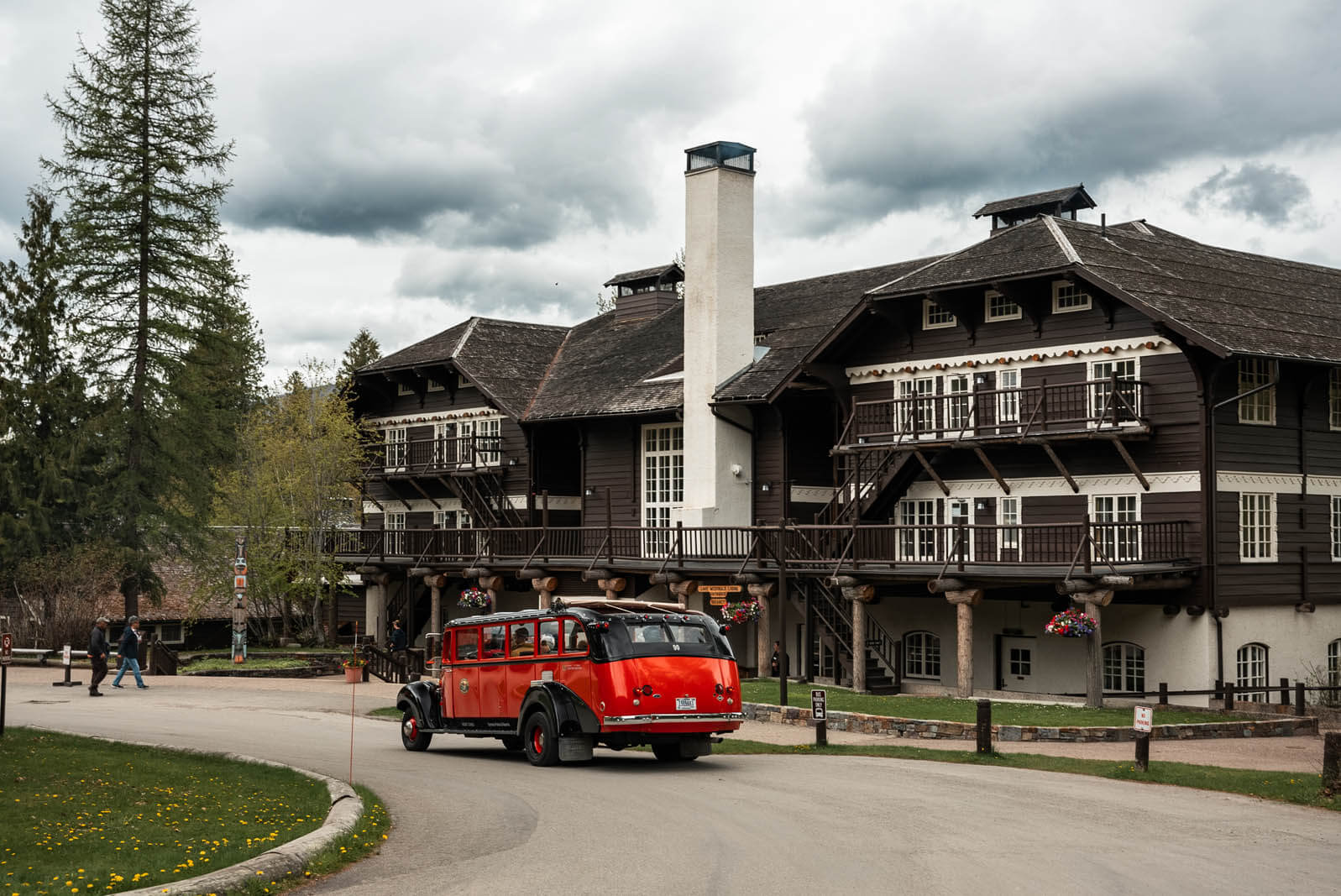 Red Bus Tour at Lake McDonald Lodge in Glacier National Park in Montana