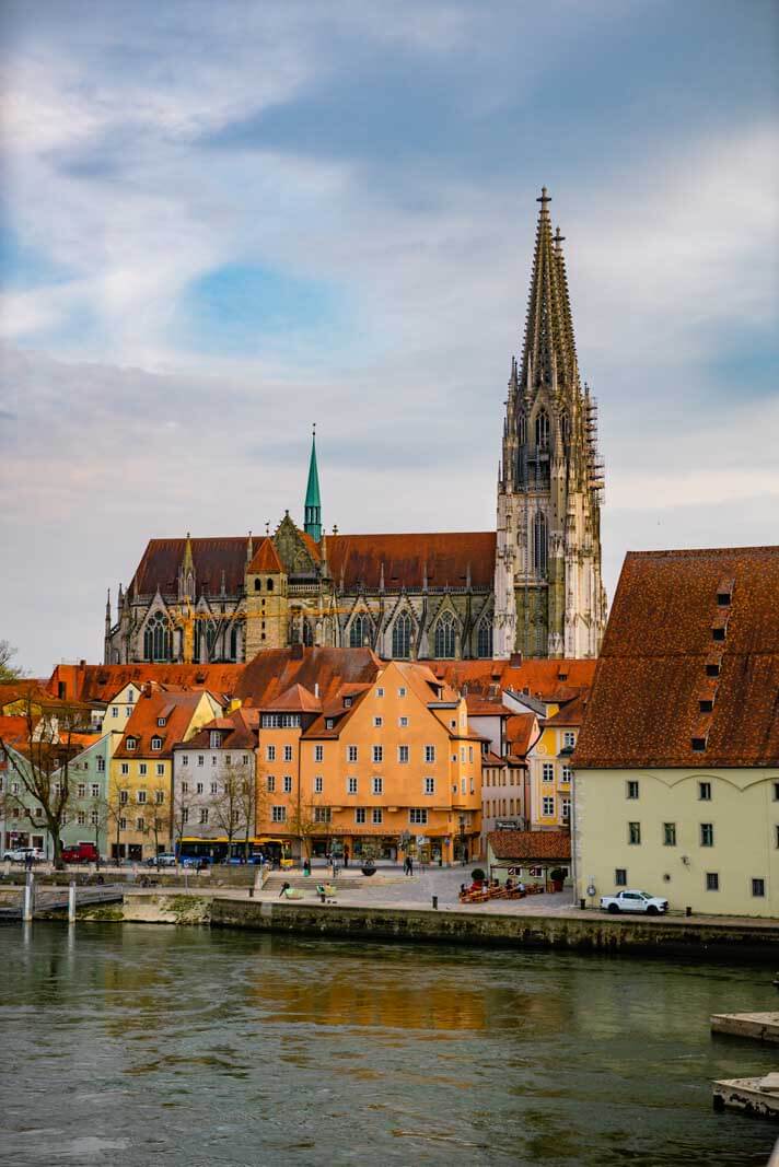 A view of Regensburg Cathedral from across the river