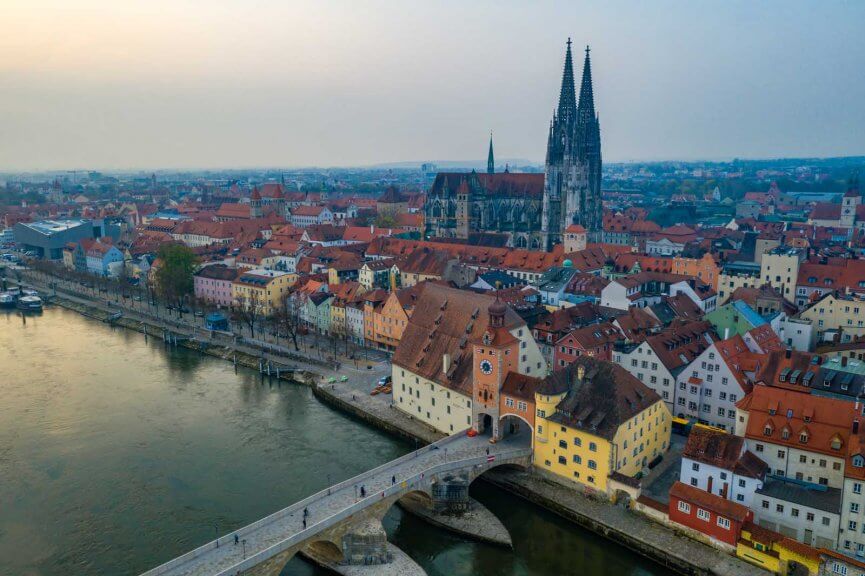 View of Regensburg Germany from above