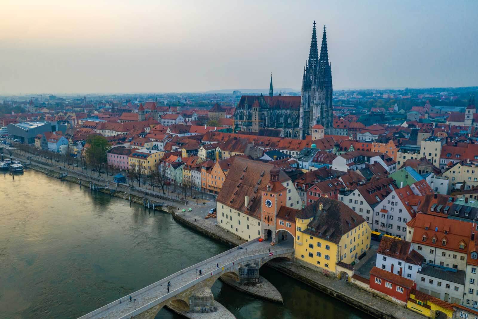View of Regensburg Germany from above