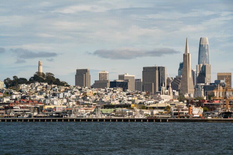 San Francisco skyline seen from the San Francisco Bay in California