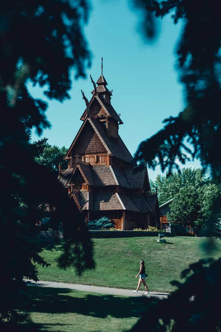 Replica of the Gol Stave Church at the Scandinavian Heritage Park in Minot North Dakota