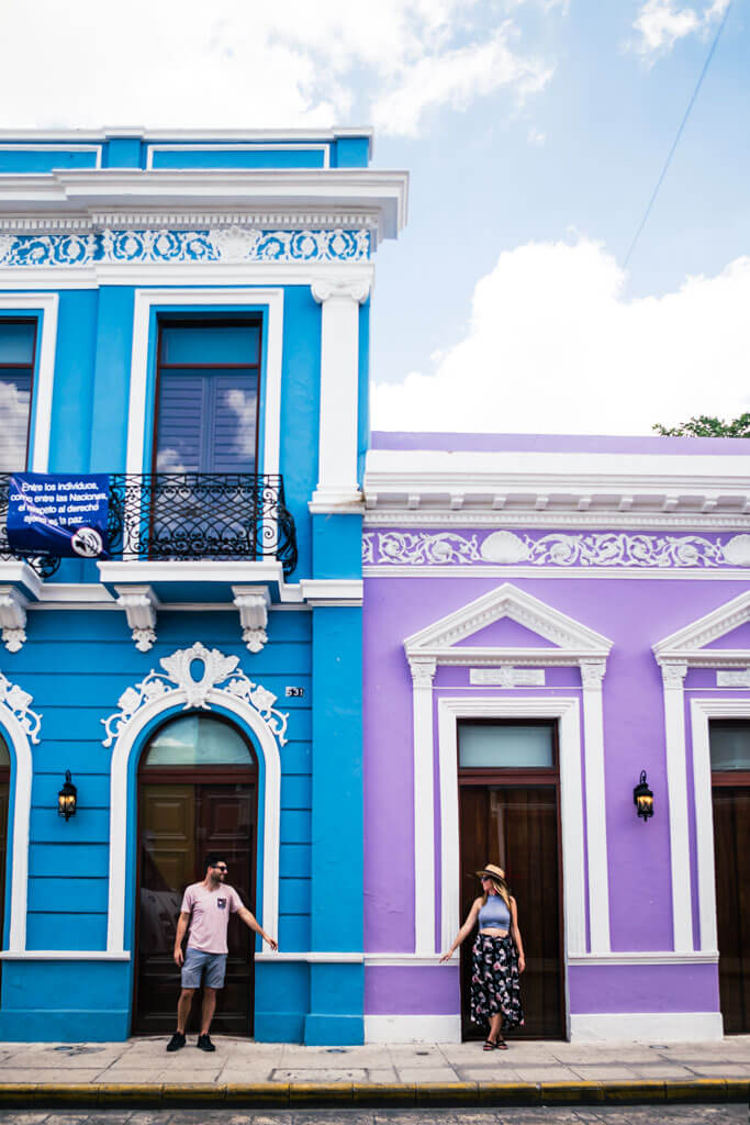 beautiful colorful buildings in Merida Mexico Yucatan Peninnsula