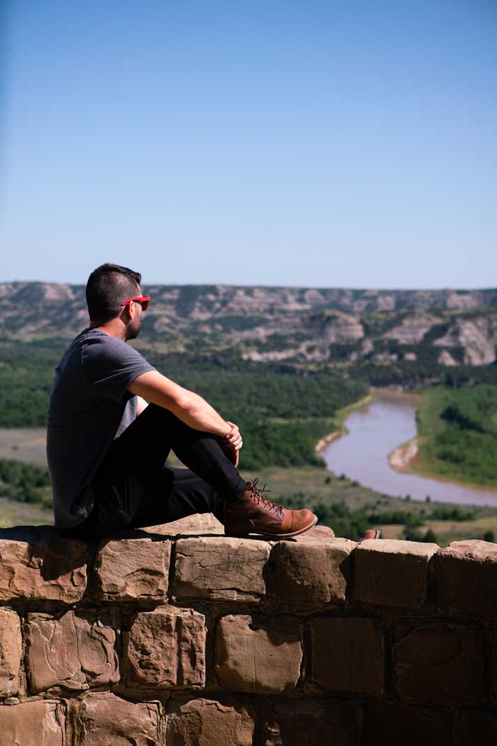 Scott at Theodore Roosevelt National Park North Unit with his Red Wing Boots