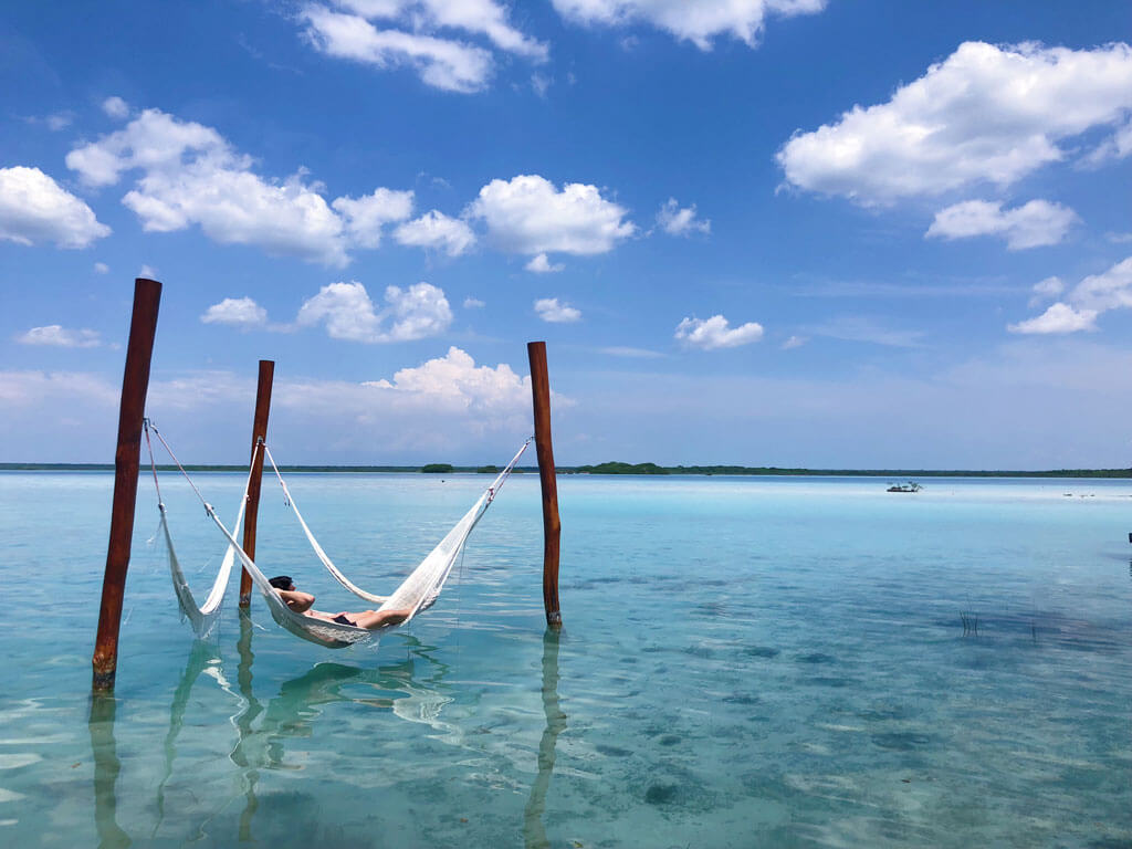 Scott relaxing in a hammock at Bacalar