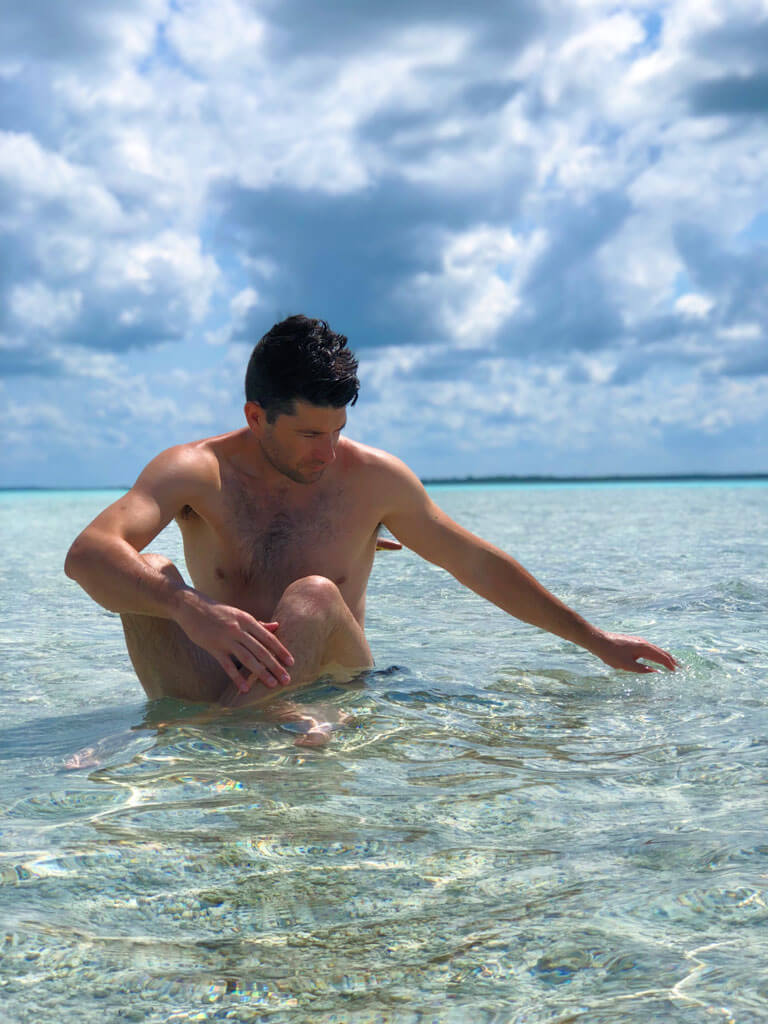 Scott hanging out in the clearest water ever in Bacalar