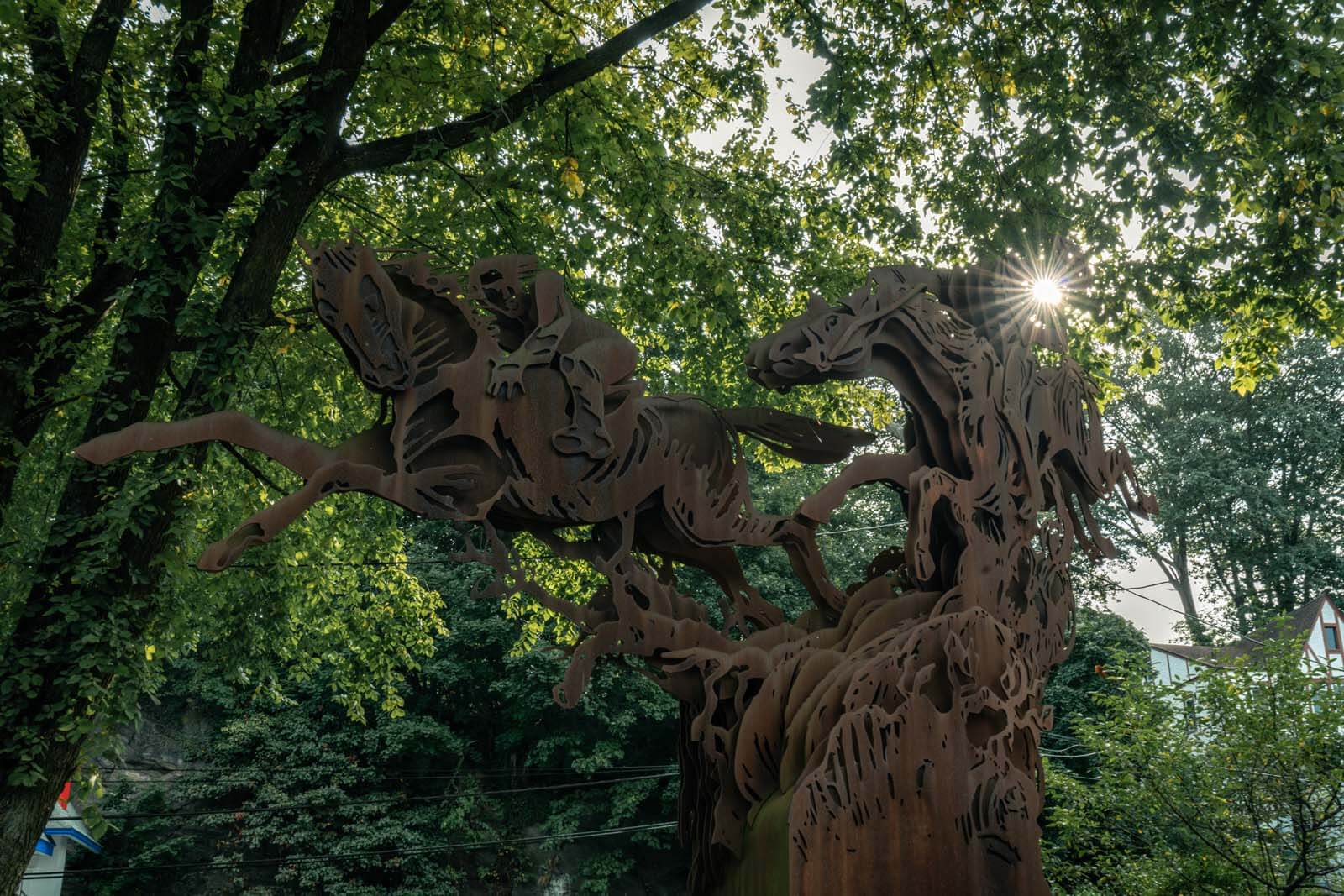 Sleepy Hollow Headless Horseman Sculpture in NY