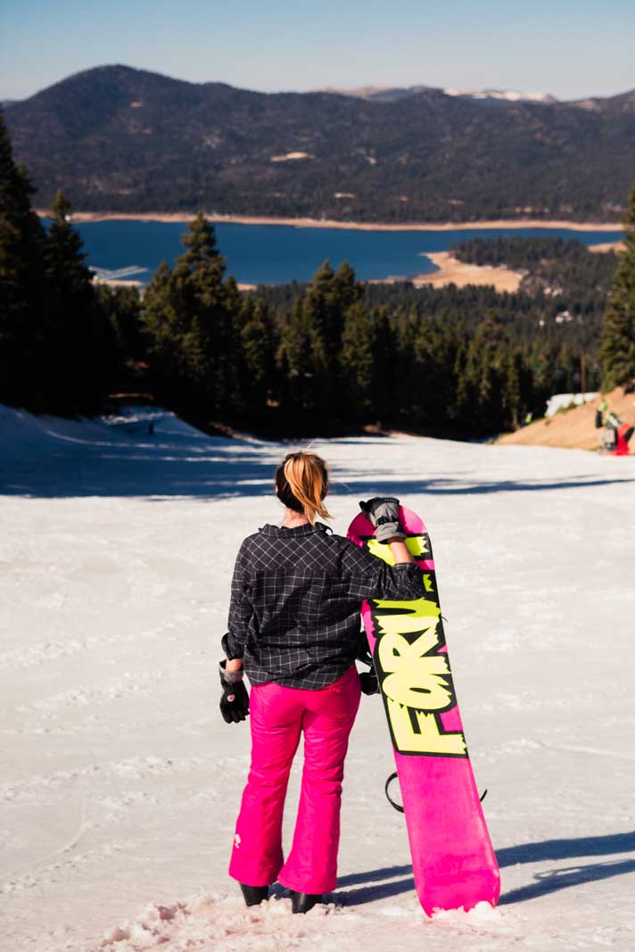 Looking off at Big Bear Lake from one of the runs at Snow Summit in Big Bear