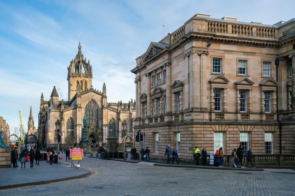 St Giles Cathedral along the Royal Mile in Edinburgh Scotland