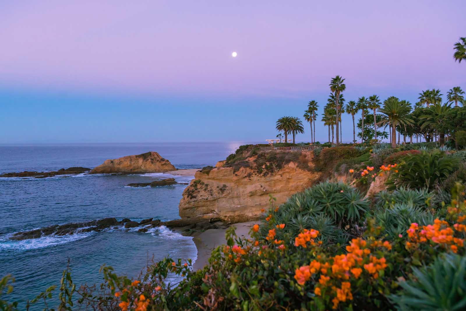 Tropical sunrise at Laguna Beach California