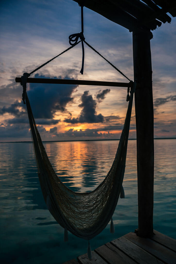 beautiful swing in the sunrise at Bacalar