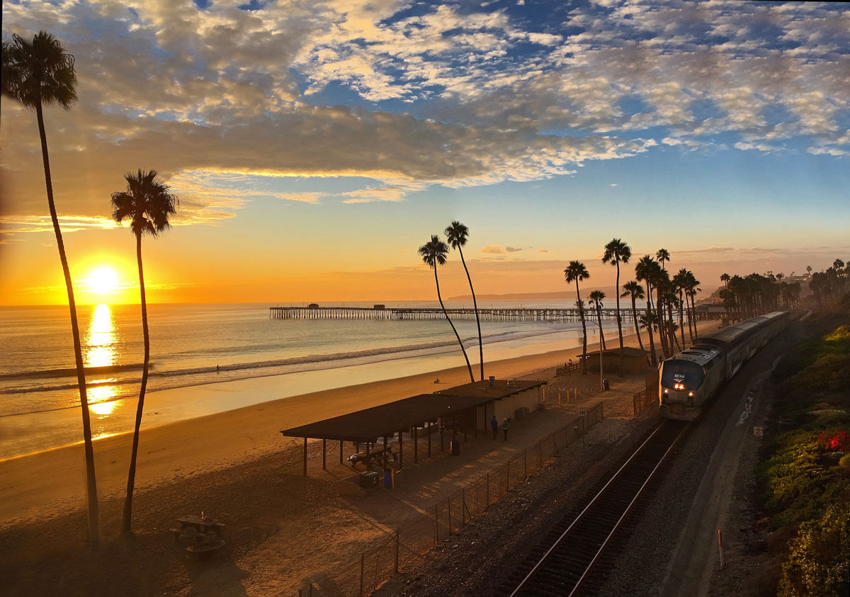 T-Street-Beach-in-San-Clemente-California at sunset