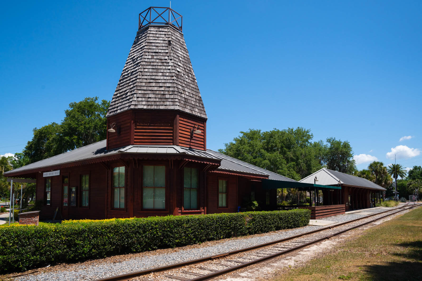 Tavares History Museum inside the old train depot at Wooton Park in Tavares Florida