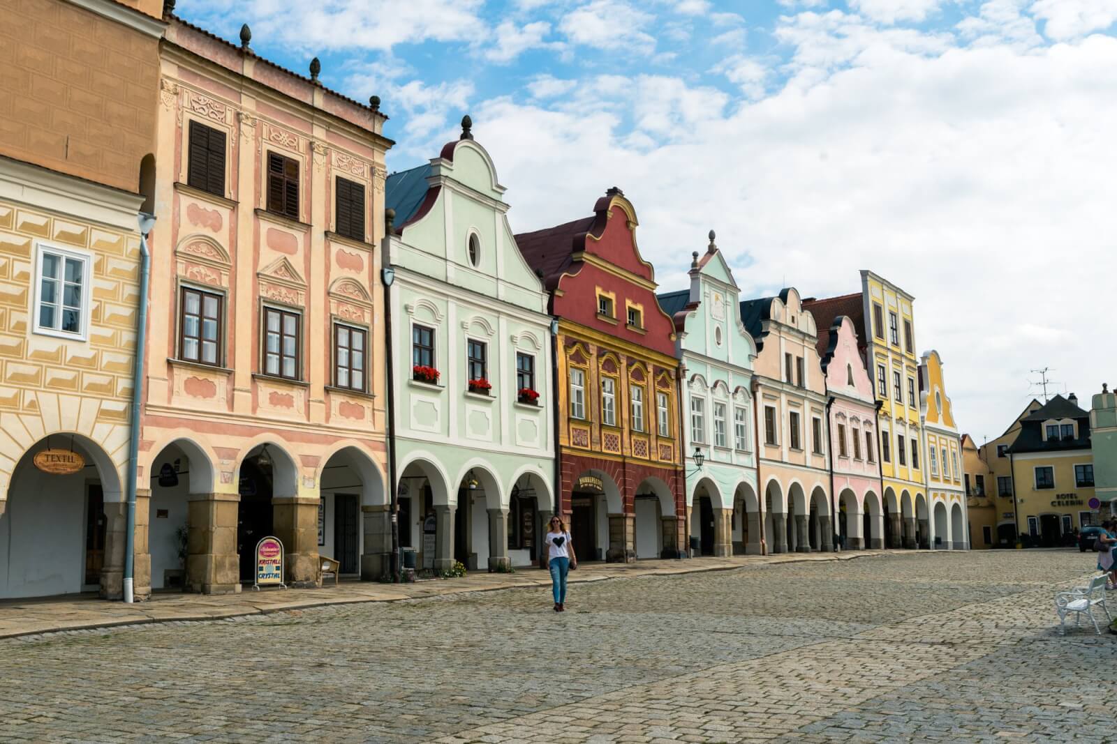 The colorful homes of Telc Czech Republic in Vysocina