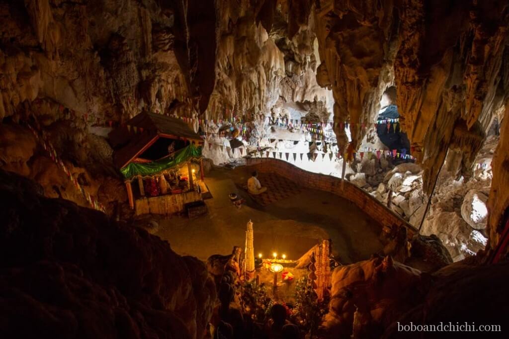 Meditation in Tham Sa Pha In Cave in Laos