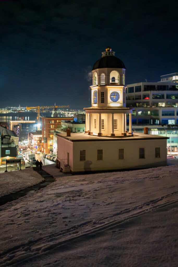 The Halifax Citadel Clock at night in Halifax in December