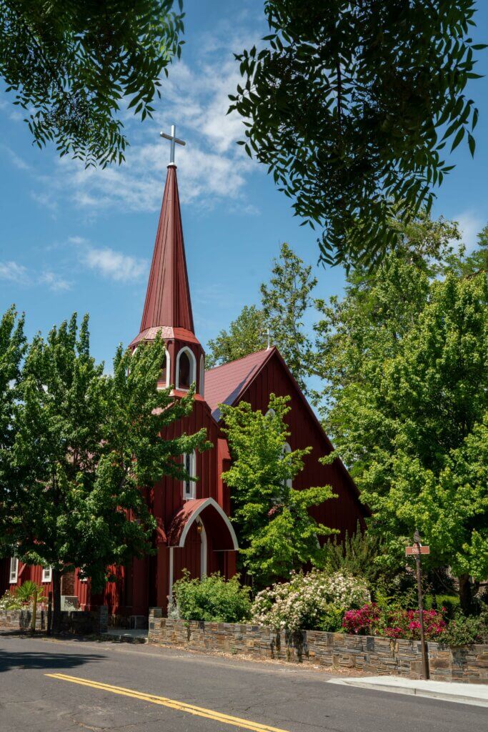 The Red Church in Sonora in Tuolumne County California