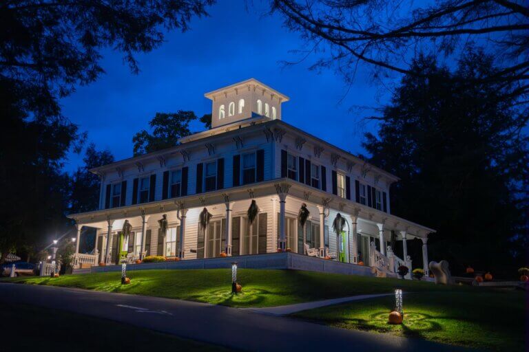 The Roxbury at Stratton Falls in Roxbury New York at dusk