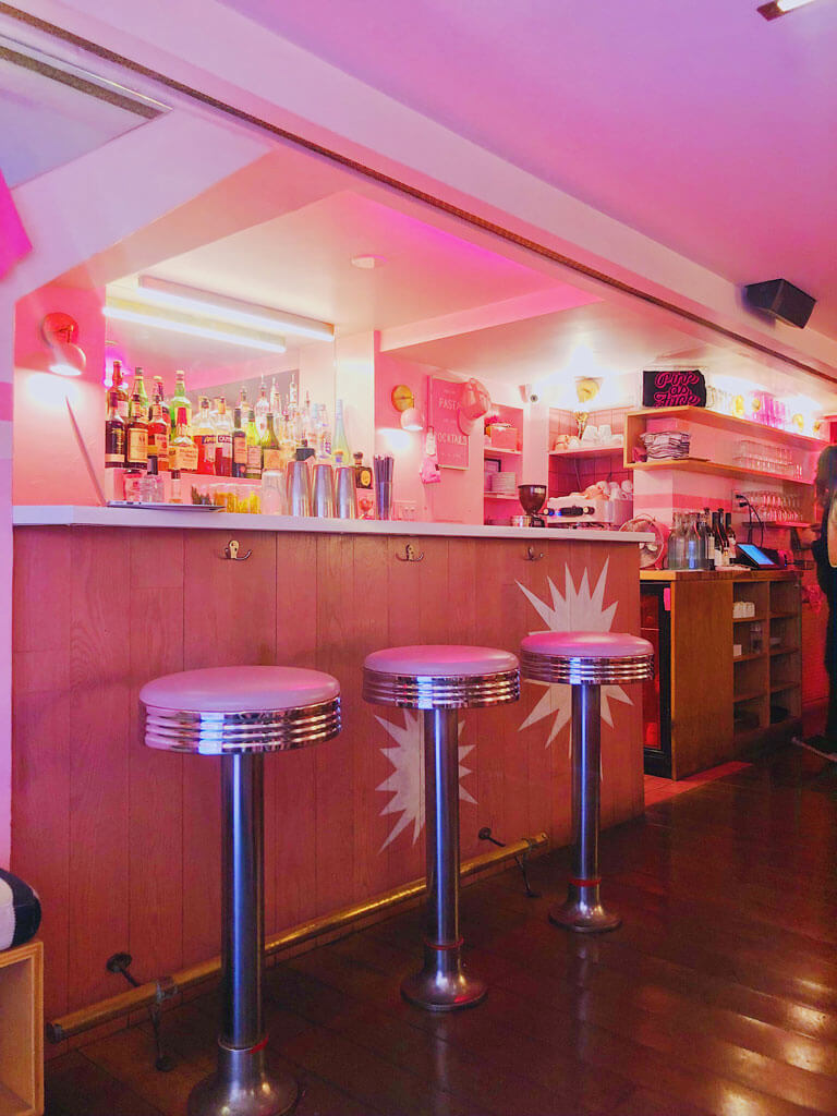 the pink as fuck bar inside of Pietro Nolita NYC
