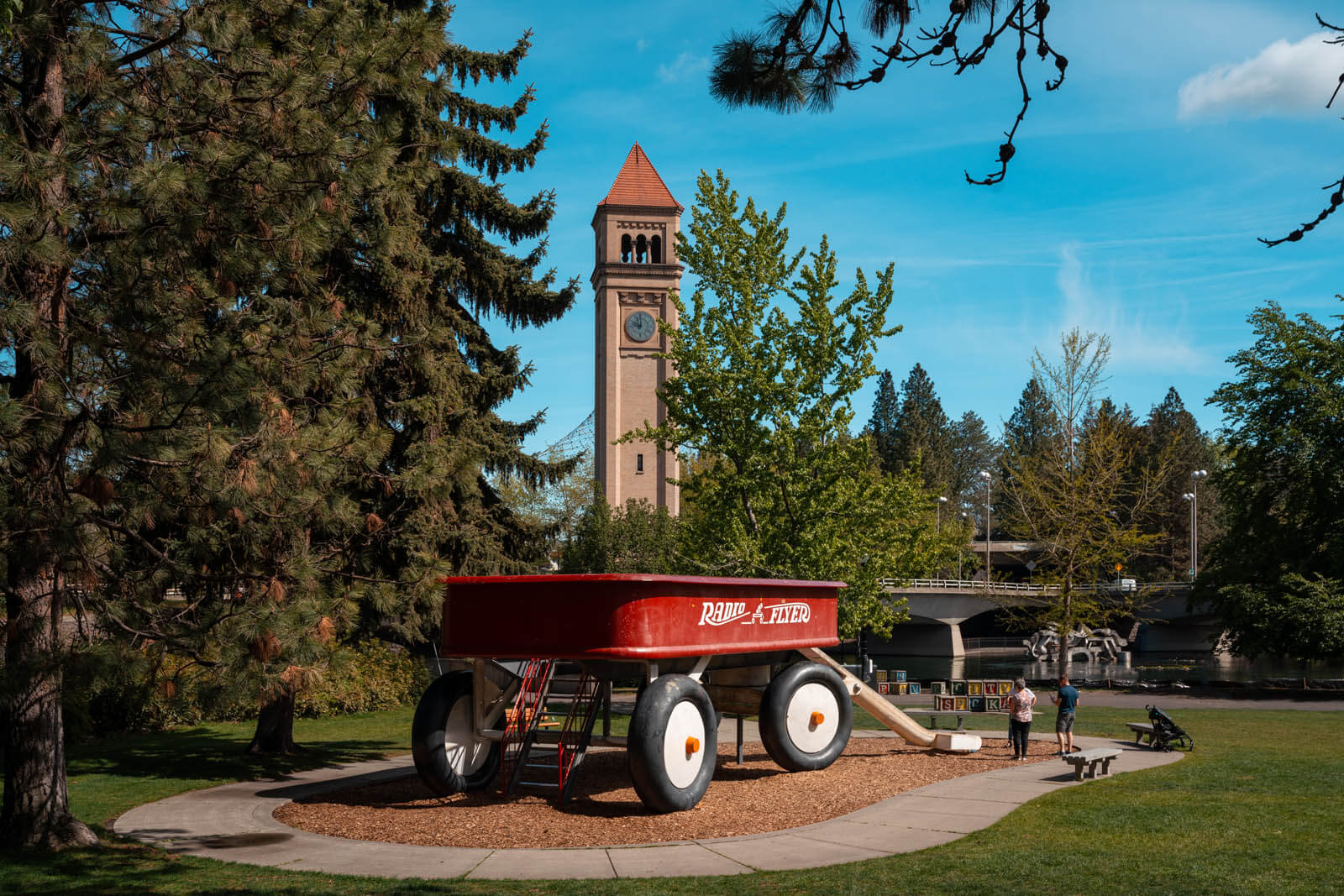 The big Radio Flyer in Riverfront Park in Spokane Washington