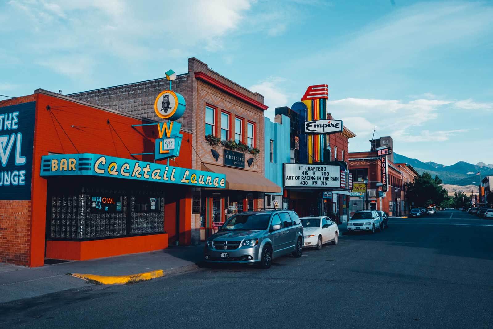 the most colorful street in downtown Livingston in Montana