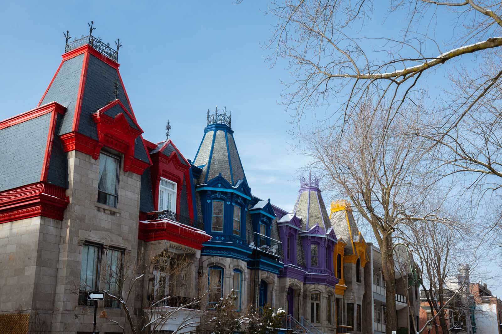 The colorful homes of Saint Louis Square in Montreal