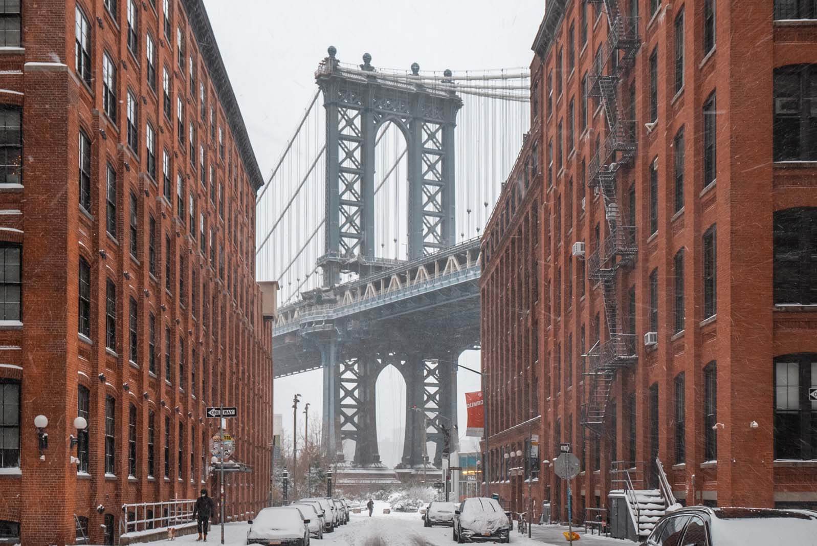 The famous Instagram shot in DUMBO Brooklyn of the Manhattan Bridge