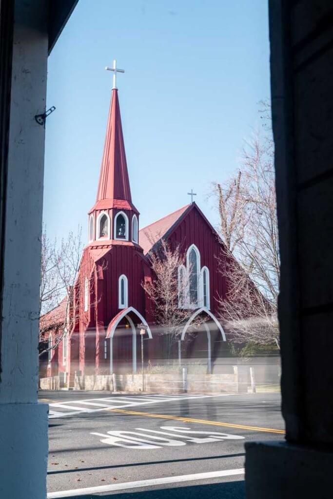 the adorable red church in Sonora California