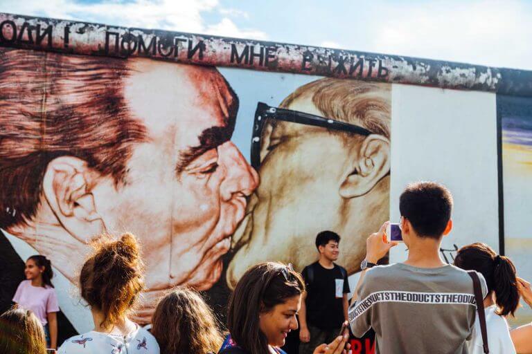 The famous kiss on the Berlin wall