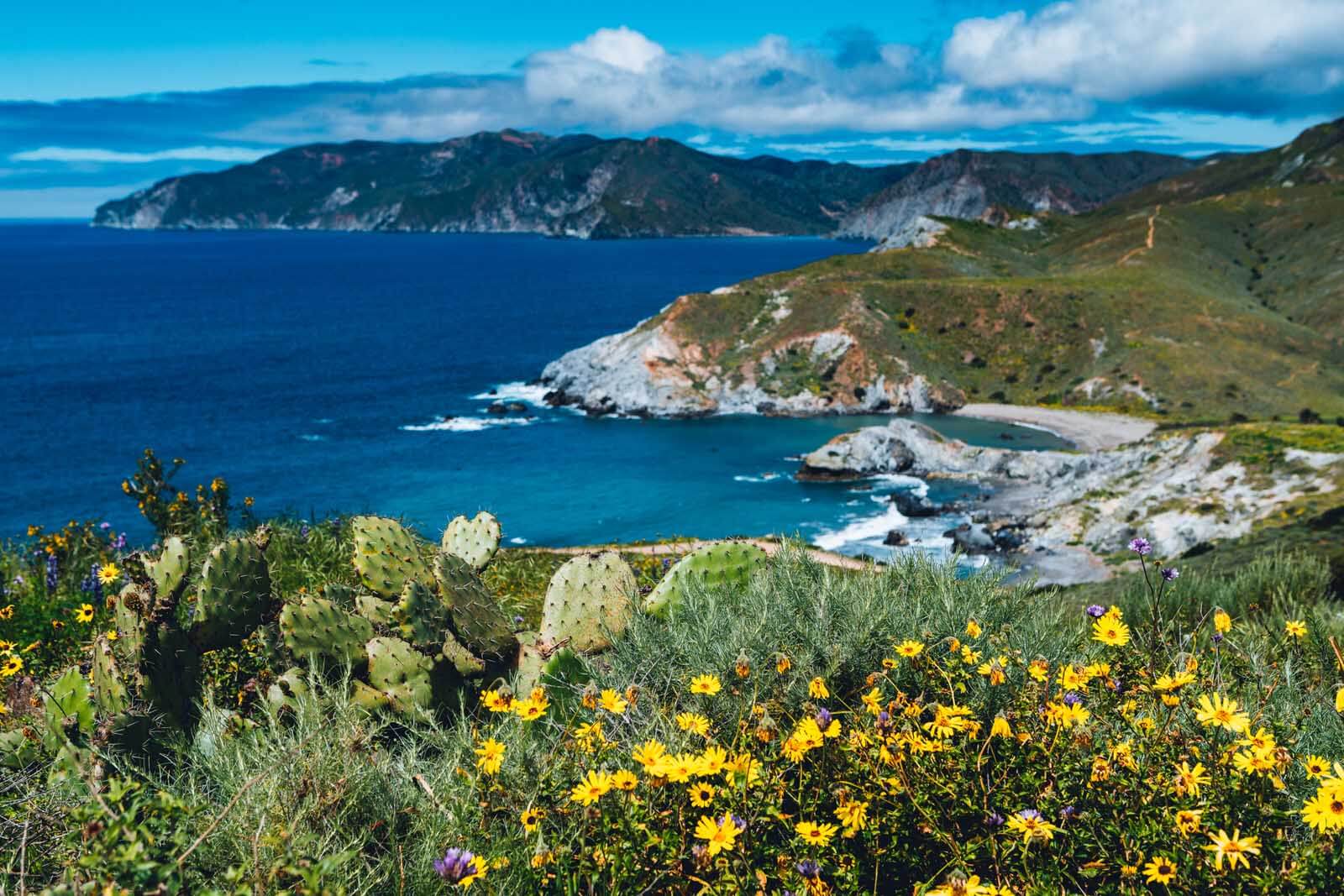 The interior and backside of Catalina Island in California