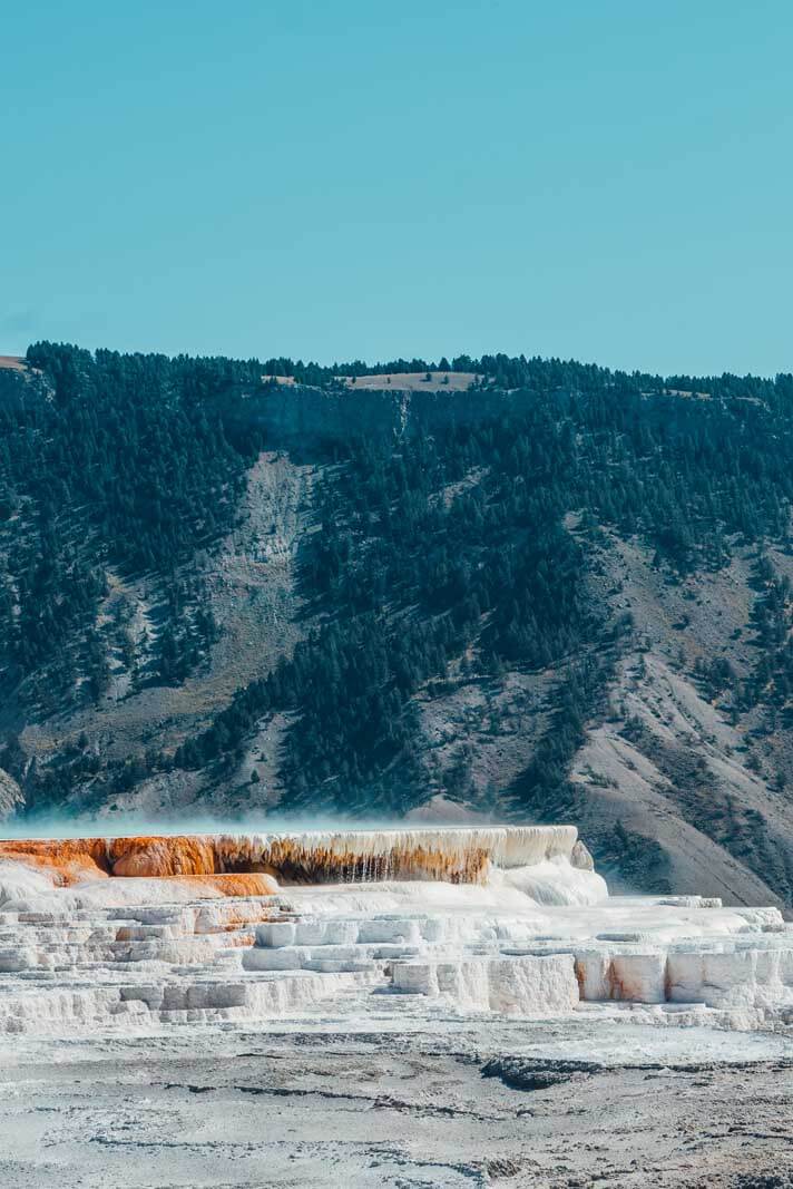 The upper terraces of Mammoth Hot Springs in Yellowstone National Park