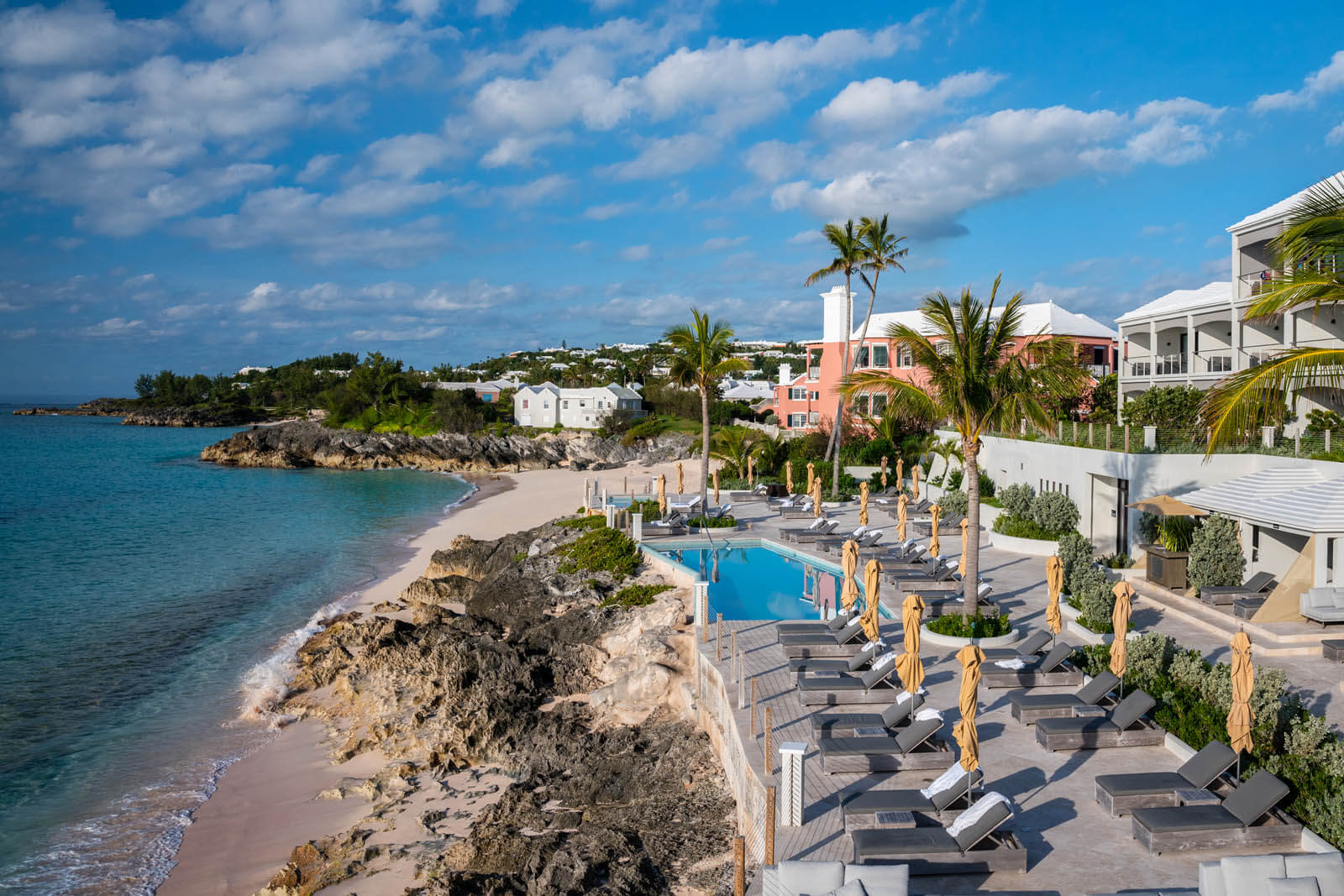 The view of the Loren at Pink Beach where you can dine or have brunch on the outdoor deck in Bermuda