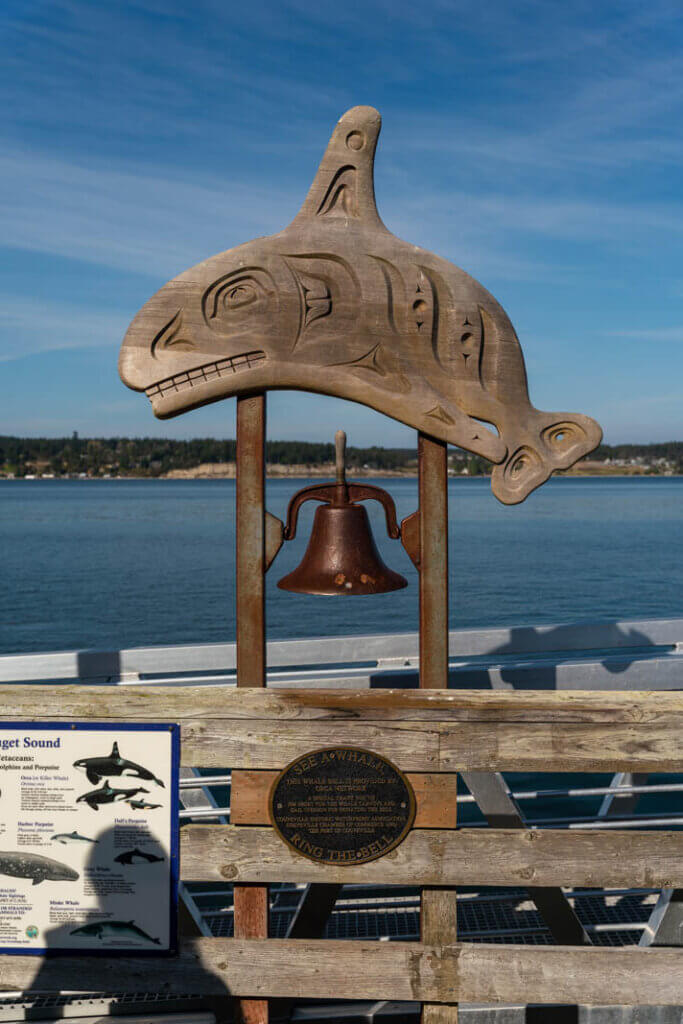 The whale bell on Coupeville Wharf on Whidbey Island in Washington