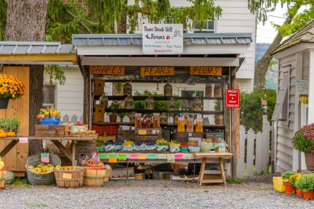 Thyme Stands Still Farm stand along Seneca Lake in the Finger Lakes New York