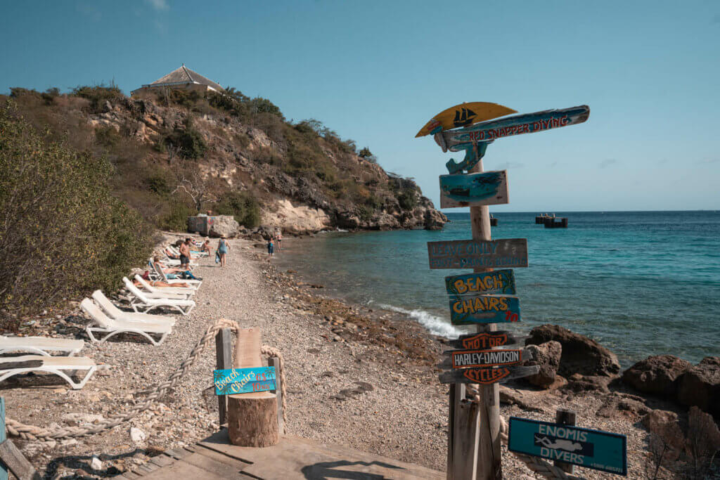 Tug Boat Beach in Caracas Bay in Curacao