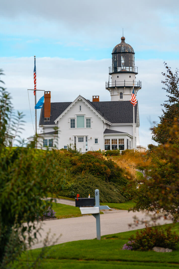 Two Lights lighthouse on Cape Elizabeth in Portland Maine lightkeeper house and light