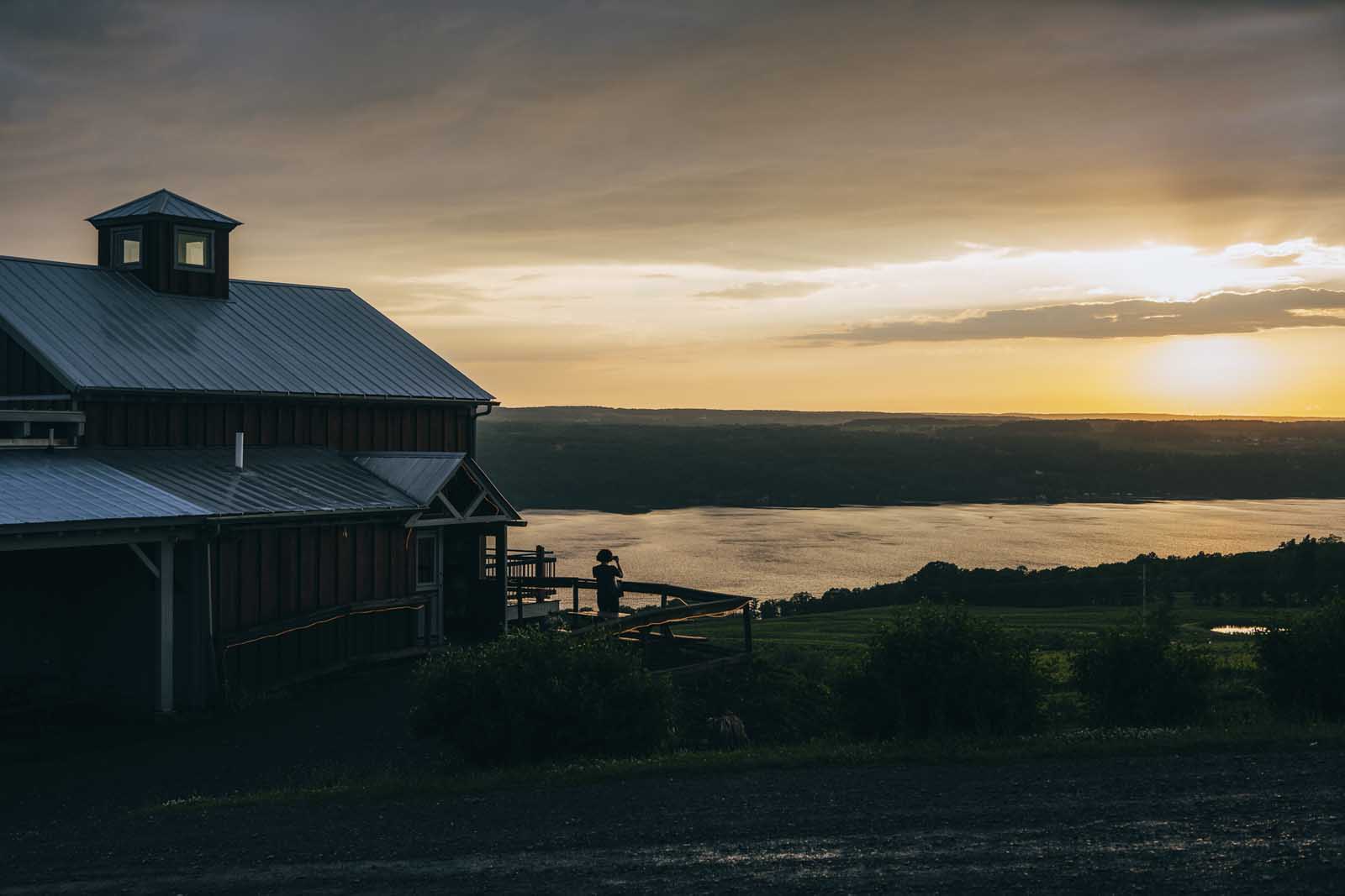 Sunset at Two goats brewery Seneca Lake