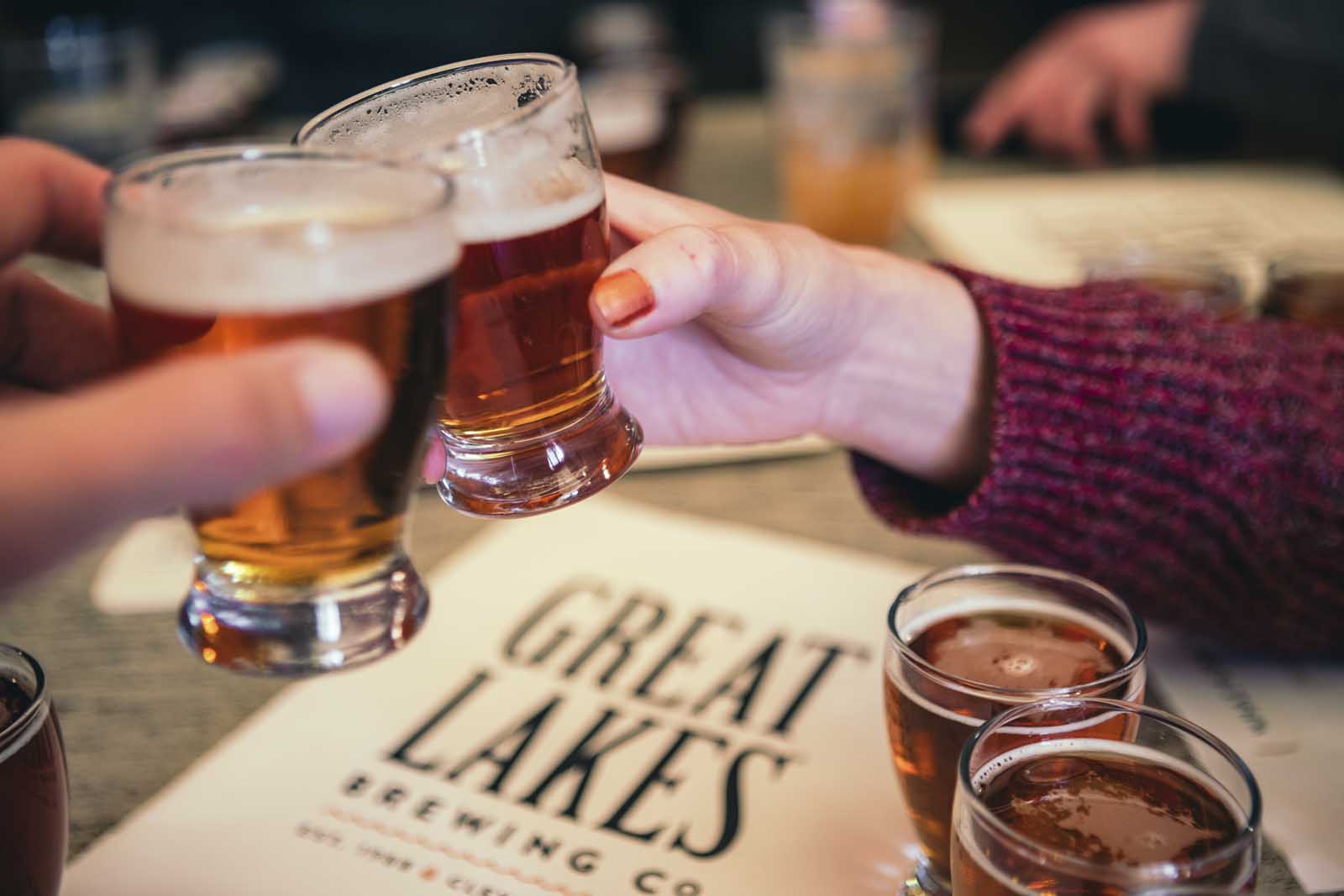 Cheers at Great Lakes Brewery Ohio City Cleveland Ohio