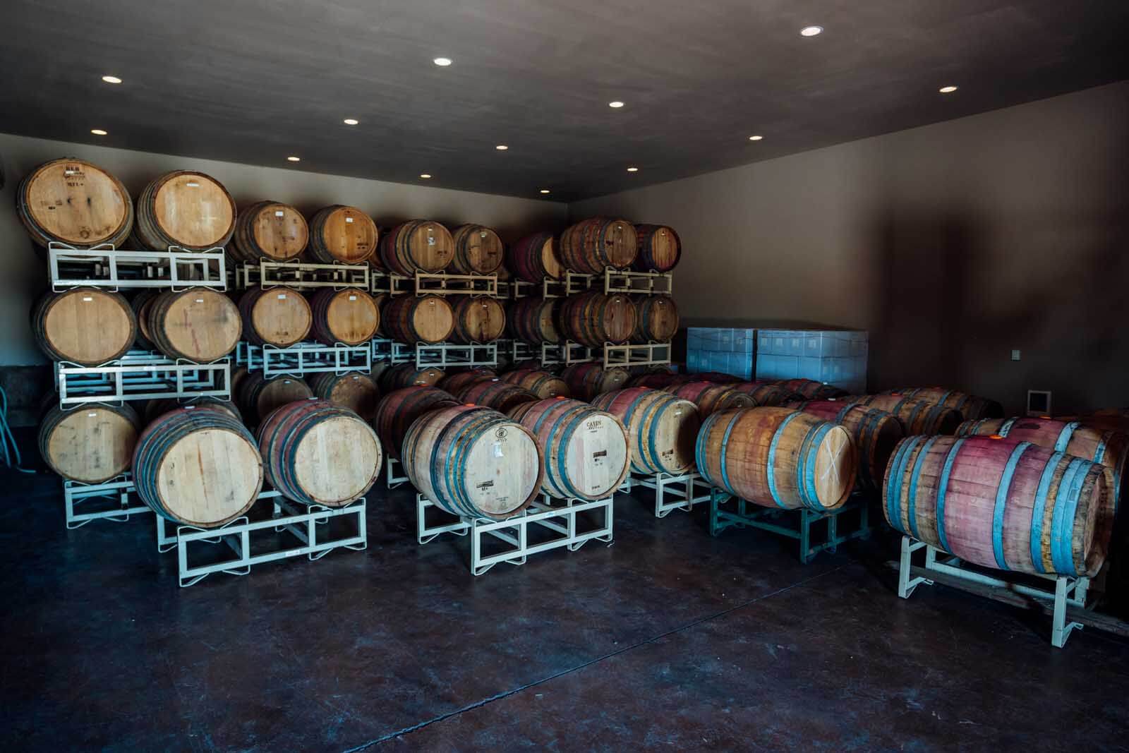 Storage barrels at VanArnam Vineyards