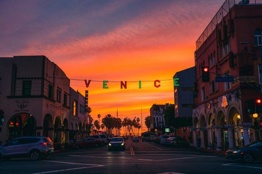 Venice Beach at Sunset in Los Angeles California